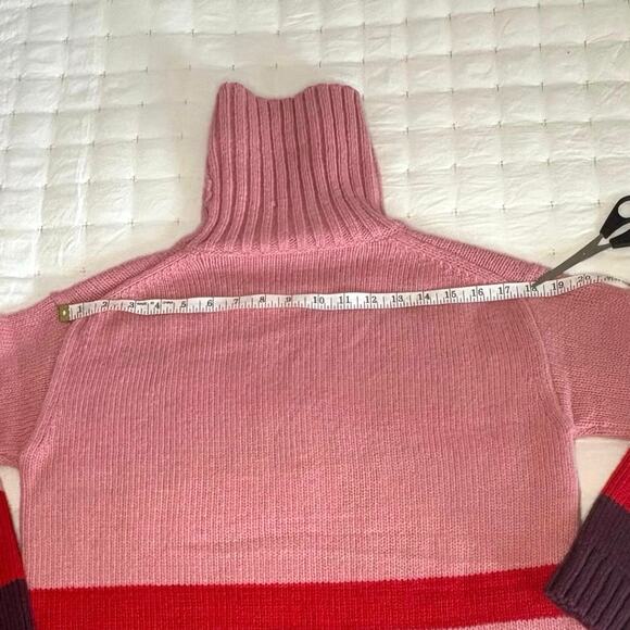 Ann Taylor Color Block Tunic Turtleneck Sweater Women's S | Pink Stripe | EUC - Picture 9 of 10